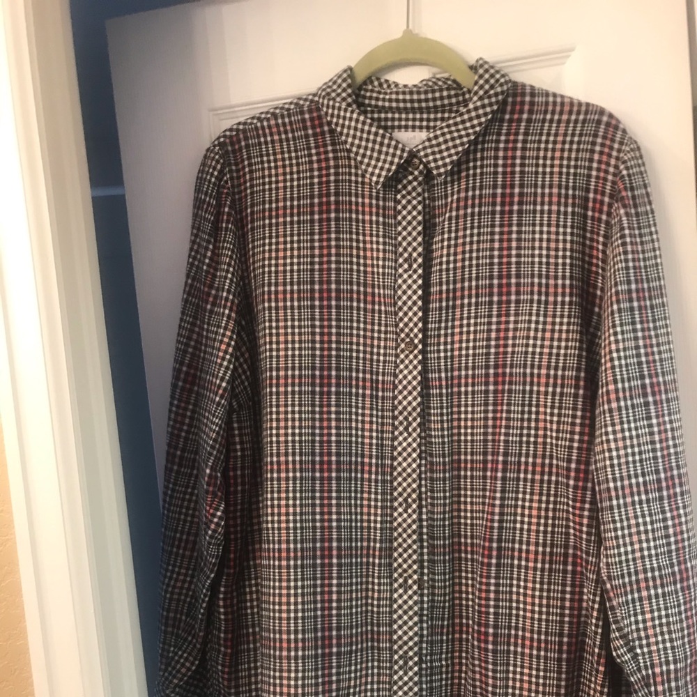 Cotton plaid top with black check lining